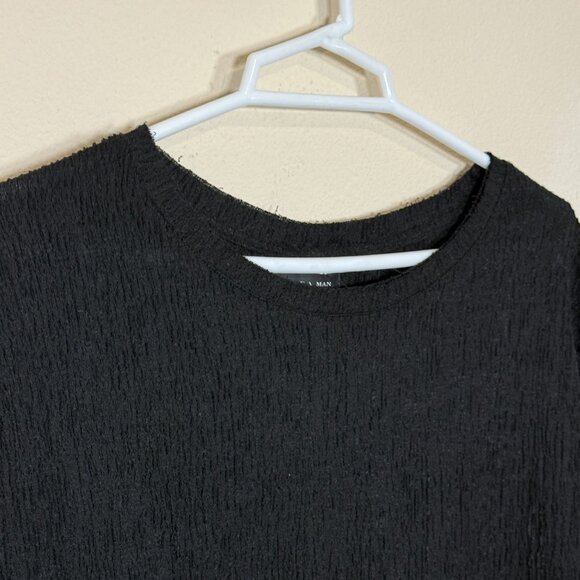 Zara Man t-shirt Black Textured sheer Cotton T-Shirt S - Picture 4 of 6